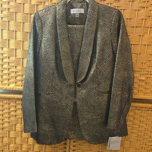 Kasper Metallic Gold and Black Pantsuit